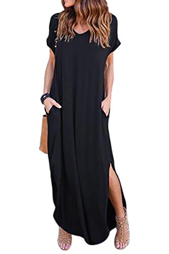Onsoyours Vestidos Mujer Casual Playa Largos Verano Tie Dye Vestido Boho Hendidura Falda Larga Maxi Vestido Playeros C Negro 34