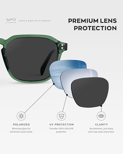 Image of WearMe Pro Men's Polarized Square Sunglasses - Wide Fit, Retro Style, UV400, Lightweight Frame for Driving & Daily Wear