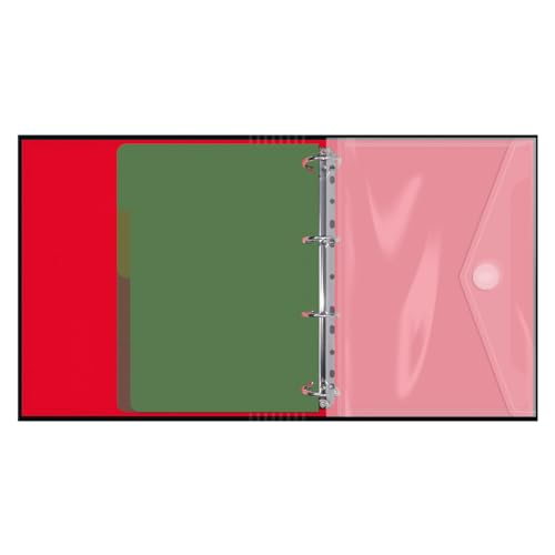 Dohe - Ordner mit 4 Ringen mit Nachfüllung, 100 Blatt, A4, Gummiverschluss, 4 farbige Trennblätter, Dokumententasche, Papier 90 g/m², Kompressor, Schulmaterial - NASA Black - Schwarz