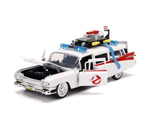 Jada Toys 9399731314R01 ECTO-1 métallique échelle 1:24 Modèle à Collectionner avec Portes, Capot et Coffre rabattables, intérieur détaillé et Finitions réalistes pour Fans à partir de 8 Ans