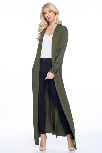 Image of Isaac Liev Women's Maxi Cardigan - Casual Long Flowy Open Front Floor Length Drape Lightweight Duster Sweater Made in USA