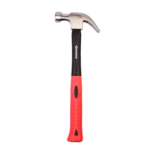 Image of Spartan Heavy Duty Claw Hammer with Forged Steel Head & Fibreglass Anti-Slip Handle | Flat Face & Nail Puller for Carpentry, Home Repair, Furniture Assembly & DIY Use
