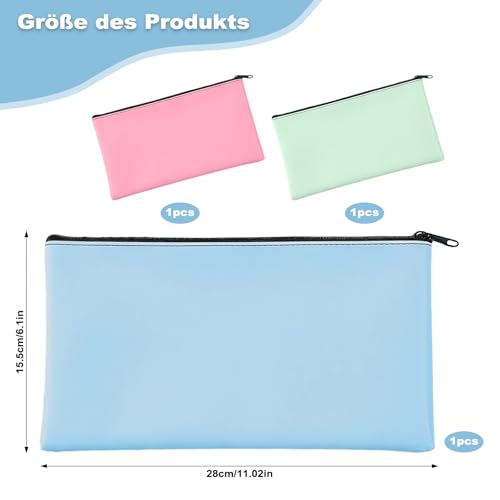 Geldtaschen Banktasche, 3 Stück PU Dokumententasche, Geldbeutel Geldtasche für Schule Reisen Zuhause Büro
