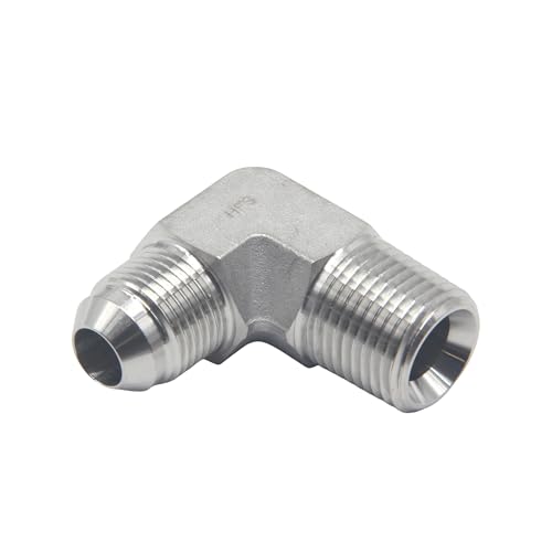 Image of HFS(R) 1 /2 inch Male NPT to 1 /2 inch Male JIC Elbow 90 Flare Pipe Fitting 304 Stainless Steel (1 /2 inch MNPT x 1 /2 inch MJIC)
