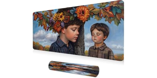 Tapis de souris XXL 1200x600mm motif fleurs avec base antidérapante pour gamer et bureau