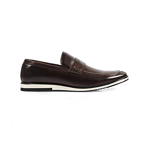 Sapato Casual Masculino Loafer Couro Legítimo Italy Reverso - 1104 - Tabaco Cor:Marrom;Tamanho:42