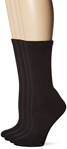 Hanes Women's 4-Pack Sport Cool Comfort Crew, black/Pink Logo 5-9