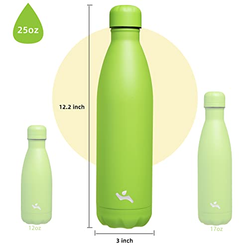 Image of Konokyo Insulated Water Bottles,25 oz Double Wall Stainless Steel Vacumm Metal Flask for Sports Travel,Green