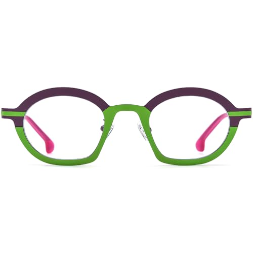 Image of FONEX Colorful Pure Titanium Glasses Frame Women Retro Round Eyeglasses