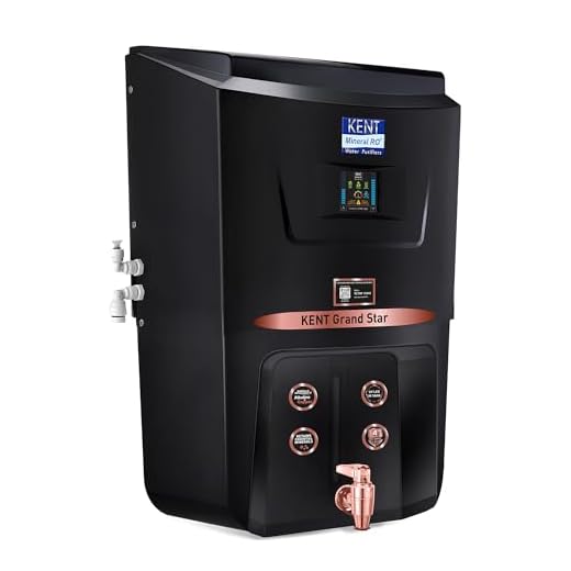 KENT Grand Star RO Water Purifier | RO+UV+UF+TDS Control+Alkaline+Copper+UV in Tank |.0001 Micron RO Membrane | Auto Flush Feature | 9L Tank | 20 LPH | Ideal For Borewell/Tanker/Municipal Water |Black
