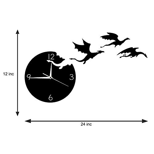 The Geeky Days Magic Flying Angry Fantasy Dragon Wall Clock Abstract Gothic Fairytale Dragon Wall Art Quartz Analog Quiet Decorative Wall Watch #TOP1