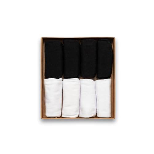 Image of RAFRAY No Show Socks - Low Cut Non Slip Invisible Liner Socks in Gift Box - Black & White - 8 Pairs