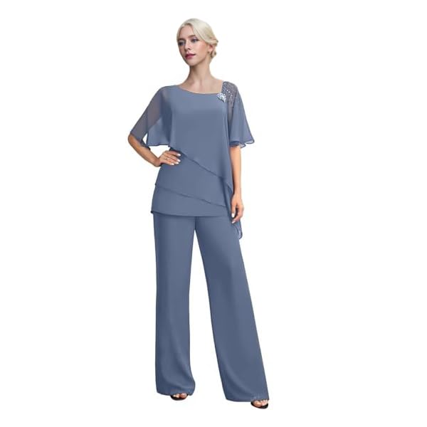 CSYPJYT 2 Piece Mother of The Bride Pant Suits Chiffon Wedding Guest Groom for Women Evening Formal Jumpsuit