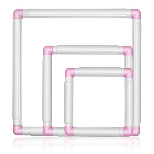 3 Pcs Square Embroidery Hoops Embroidery Snap Frame Plastic Cross Stitch Snap Frames DIY Sewing Tool for Cross Stitching Quilting Needlepoint(6x 6 8 x 8 11 x 11)