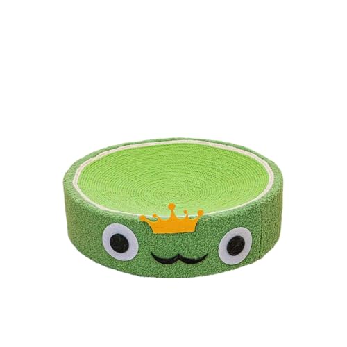 BiziQi 猫 爪研ぎ 猫 ベッド 爪とぎ 猫 マット 天然サイザル麻 耐久 スクラッチャー ソファー 猫挽き 家具破壊防止 つめとぎ すり鉢型 滑り止め付き おもちゃ ストレス解消 (丸くてシンプル) (カエルの王子様)