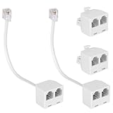 BTFO 4pz Splitter Telefonico, RJ11 6P4C Splitter Presa Telefonica 1 Maschio a Doppia Femmina per Telefono Fax o Altri Dispositivi con Interfaccia RJ11 (Bianco)