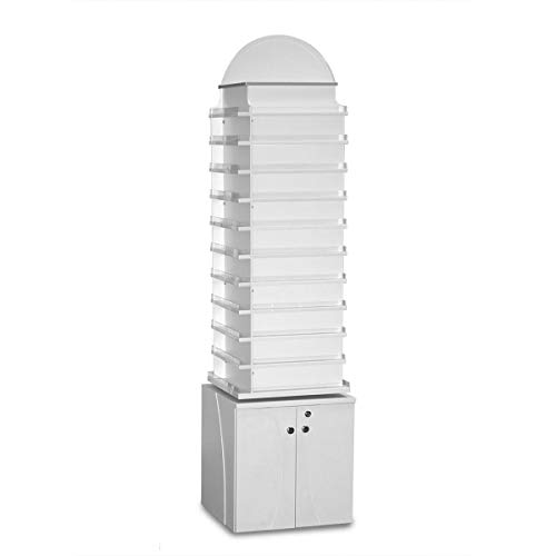 Sonoma White Nail Polish Display Shelf with 360 Degree Swivel, Rotate Polish Bottle Stand, Locking Cabinet, Large Salon Storage Furniture