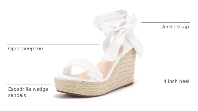 Image of Syktkmx Womens Braided Wedge Espadrille Sandals Lace Up Slingback Open Toe Summer Platform Heeled Shoes