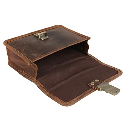 Leather Bumbag Belt Pouch Purse Vintage Leisure Weekend Practical Party Festival Handmade Brown Small Unisex Messenger Bag (Dark Brown) #TOP4