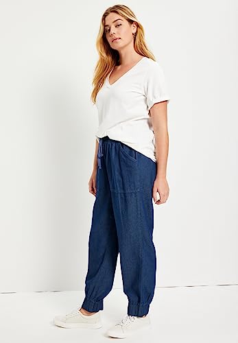 Women's Plus Size Drawstring Denim Jogger3