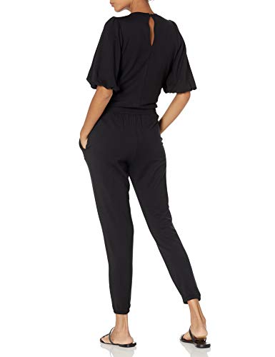 Daily Ritual Women's Puff-Sleeve Supersoft Terry Jumpsuit, Black, Small #TOP1
