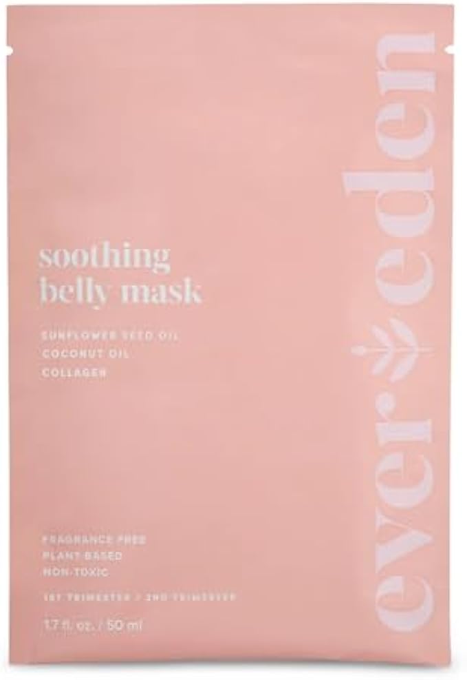 Evereden Soothing Belly Mask for Stretch Marks - 2nd/3rd Trimester Size | 1 count | Belly Mask for Pregnancy | Clean Pregnancy Skincare | Non-toxic and Fragrance Free