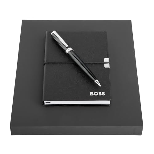 Hugo Boss Schreib-Set Kugelschreiber Gear Icon und A6 Notizblock Elegance Storyline in der Geschenkbox, HPBM252A