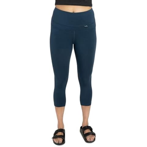 Woolly Clothing Women's Merino Wool Crop Legging - Wicking Breathable Anti-Odor, Deep Sea, S Cover
