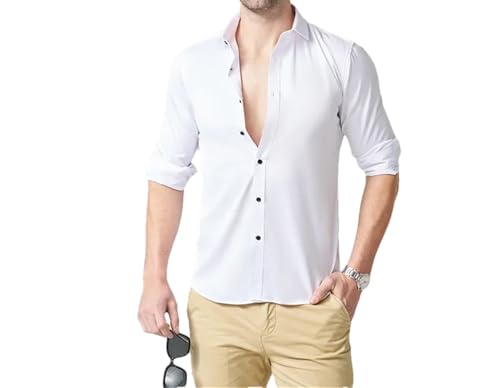 Chemise d'été à manches longues homme style décontracté blanc XL pour fête