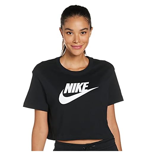 NIKE W NSW tee Essntl CRP ICN Ftra Camiseta, Mujer, Negro (Black/White), L