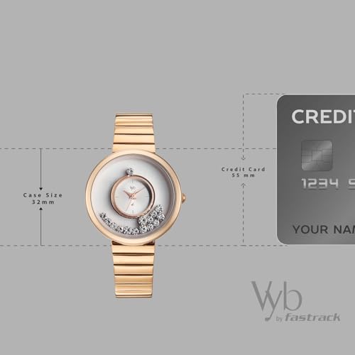 Image of Fastrack Vyb Celeste with Quartz Analog White Dial Rose Gold Stainless Steel Strap Watch for Women - FV60135WM01W
