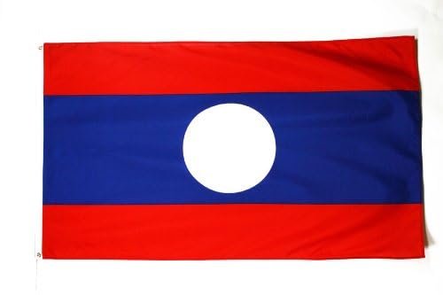 Image of AZ FLAG - Laos Flag - 2x3 Ft - 100D Polyester Laotian Banner with Two Metal Grommets - Fade Resistant - Vivid Colors - 2' x 3' Feet - 90x60 Cm