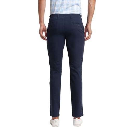Image of Parx Men's Cotton Blend Solid Pattern Low Rise Tapered Fit Flat Front Casual Trouser