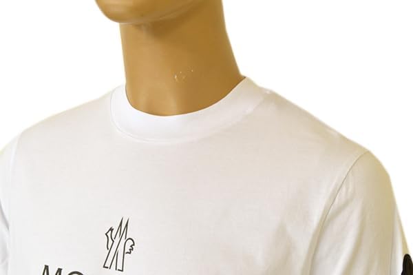 [モンクレール] メンズ クルーネック半袖Tシャツ プリント ワッペン iymc24s021 8C000-60 829H8 001 BIANCO SS T-SHIRT