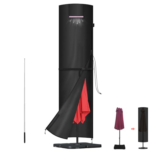 LAMUNI Garden Parasol Cover Waterproof Patio Umbrella Covers Large Cantilever Parasol Cover 420D Oxford Garden Parasol Umbrella Cover fit 3 to 4m Diameter Outdoor Umbrella Parasol, 230x65/65cm