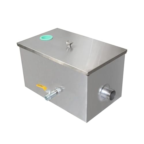 Trampa grasa separador de grasas bajo fregadero inox cocina 1 entrada interceptor de grasa para restaurantes gastronomía (40 x 25 x 25CM)