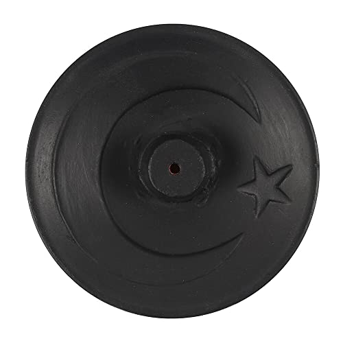 Image of something different Black Crescent Moon Terracotta Incense Plate Incense, Multicolor, Unique