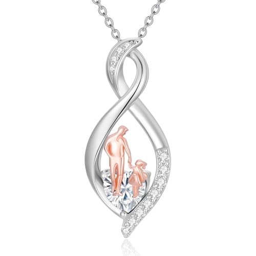 Seiyang Father Daughter Necklace 925 Sterling Silver Father and Daughter Necklace with April Diamond Birthstone from Dad I Love You Forever Jewelry Gifts