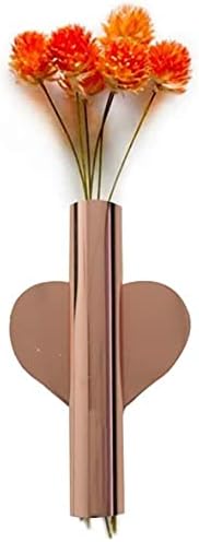 DEOTPSMI Wall-Mounted Flower Tube for Flower Display, Wall Metal Vase Decoration Holder (Rose Gold, 1)