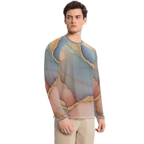 Marble Neutral Terracotta Shirts Summer UPF 50+ Elastic Round Neck Rash Guard Long Sleeve Water Fishing3
