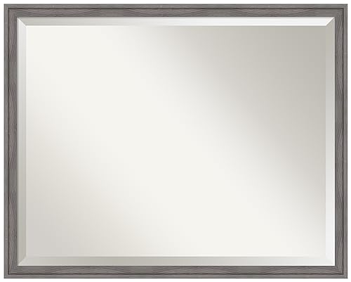 Amanti Art Grey Bathroom Mirror for Over Sink, 24x30 Florence Grey Rectangle Vanity Mirror, Large Casual Frame, Hangs Horizonally and Vertically, Bathroom Wall Decor, Beveled Edge