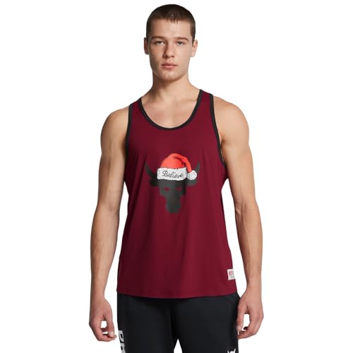 Under Armour Men's Project Rock Red One Iso Tank, (625) Cardinal / / White, Medium