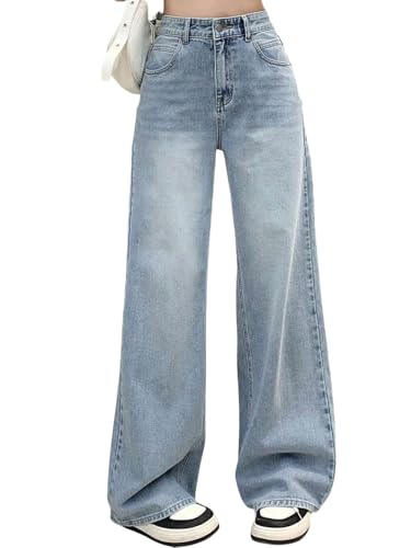 Image of KOTTY Women's High Rise Wide Leg Denim Jeans | Relaxed Fit Casual Everyday Jeans for Women