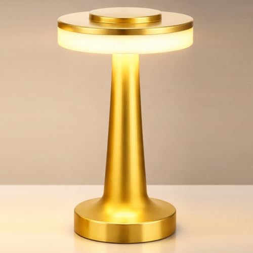 Image of Riakrum 1 Pcs LED Cordless Table Lamp Bulk Rechargeable,Gold