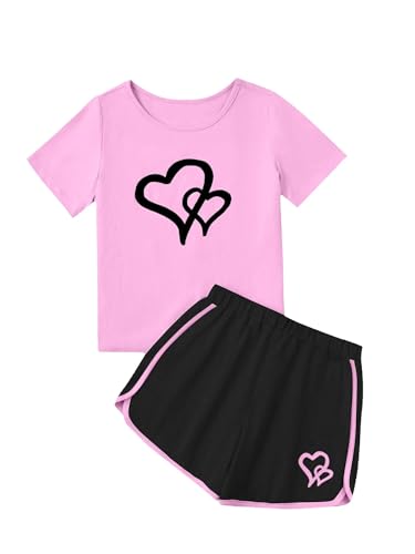 Image of Girl's 2 Piece Outfits Cute Summer T-Shirt and Graphic Shorts Clothing Sets