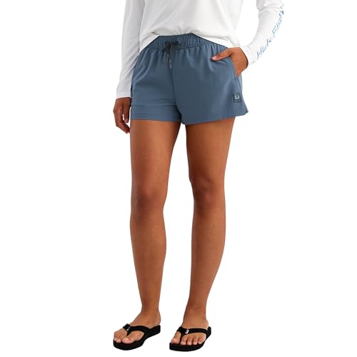 HUK Womens Isla Short, 2.5" Inseam Fishing Short with Built-in Brief and UPF 30+ Sun Protection, Vintage Indigo, X-Small