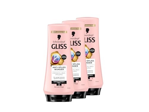 Gliss Spülung Anti-Spliss Wunder (3x 200 ml), Haarspülung repariert geschädigte Haarfasern, für langanhaltende Splissversiegelung und 88% weniger Spliss
