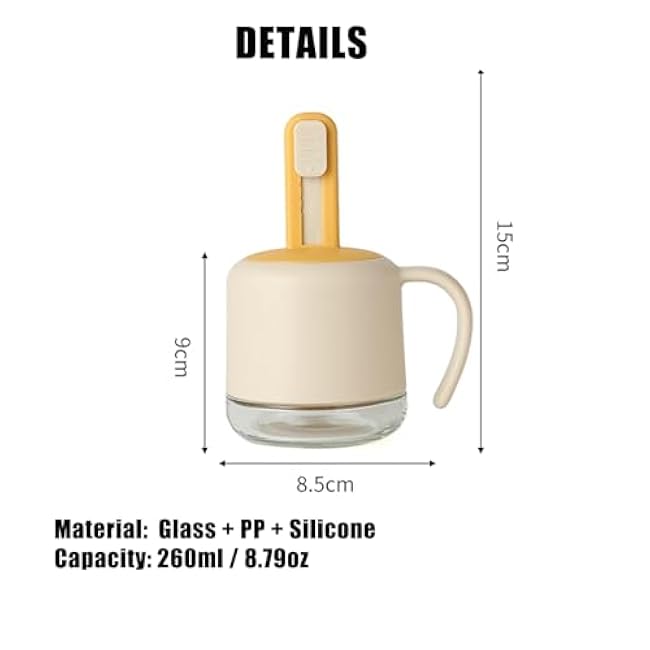 2 Pack Kitchen Seasoning Spice Box with Spoon and Brush, 8.7oz/260ml Glass Oil Sauces Sugar Salt Condiment Containers with Lid and Handle Grey Color