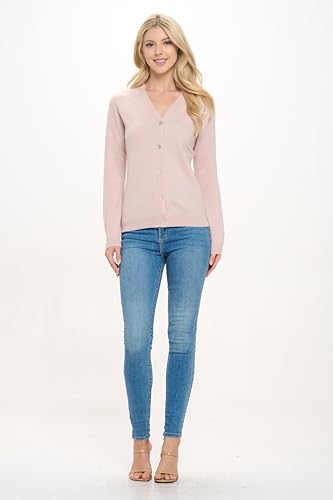 Image of Women's 100% Cashmere Soft Long Sleeve V Neck Button Cardigan