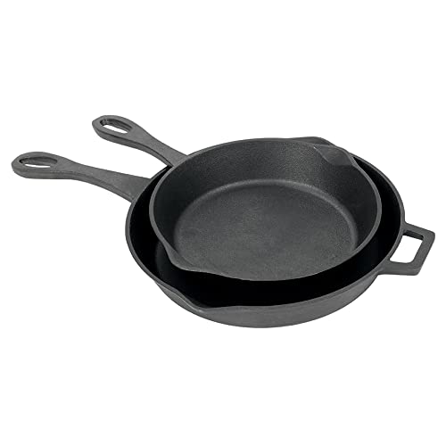 Bayou Classic 7451 10-In And 12-In Cast Iron Skillet Set Features Pour Spouts Perfect For Breakfast Pan Frying Sautéing And Baking #TOP14